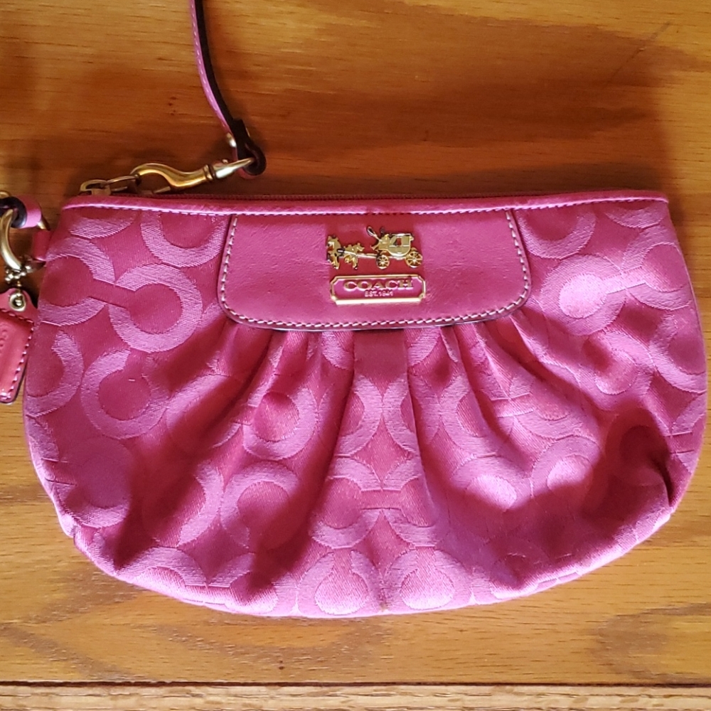 Coach pink wristlet clutch